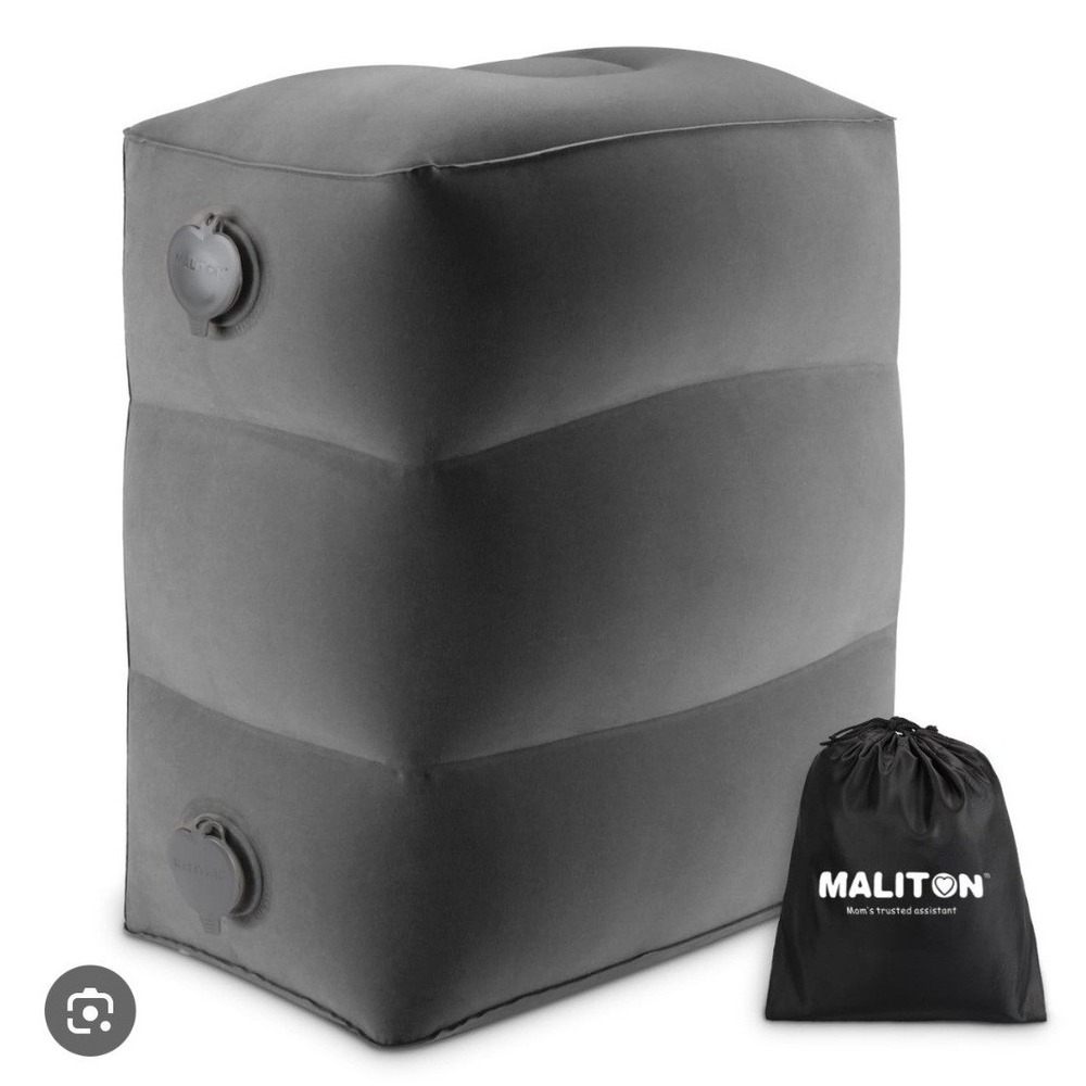 Maliton Inflatable Travel Foot Rest Pillow Airplane Bed Car Train Home Dark Grey